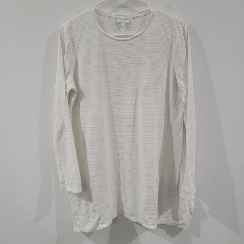 Pureā Jill Womens Top Size Medium White Embroidered Sharkbite Hem Minimalist